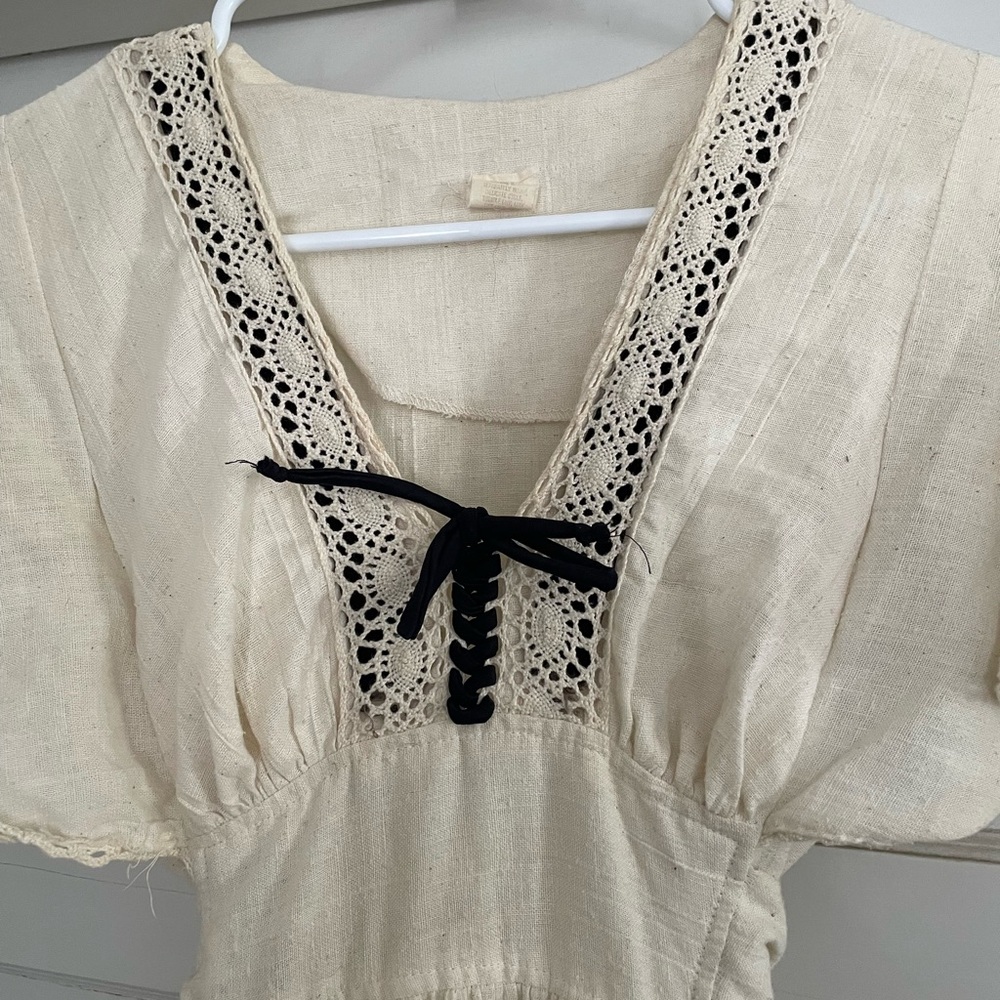 Cottagecore Dress with  Crocheted-Lace Trim